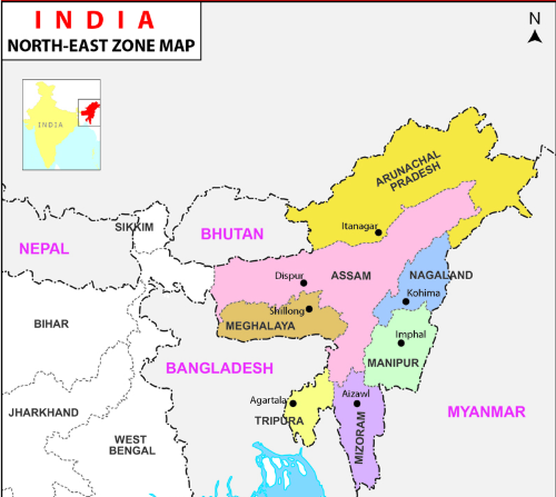 India North-East Zone Map